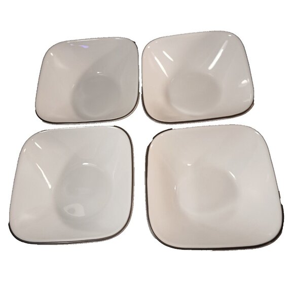 Corelle Corning Simple Lines 4 Square Bowls Vitrelle Glass Made in USA - Picture 1 of 10